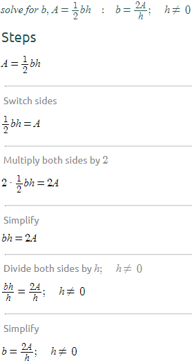 Area of a Triangle Formula Solved for base