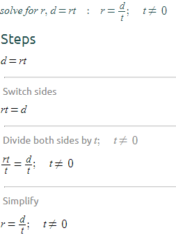 Distance Formula Solved for rate