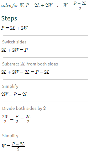 Perimeter Formula Solved for Width