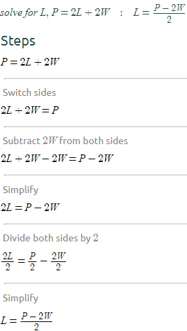 Perimeter Formula Solved for Length