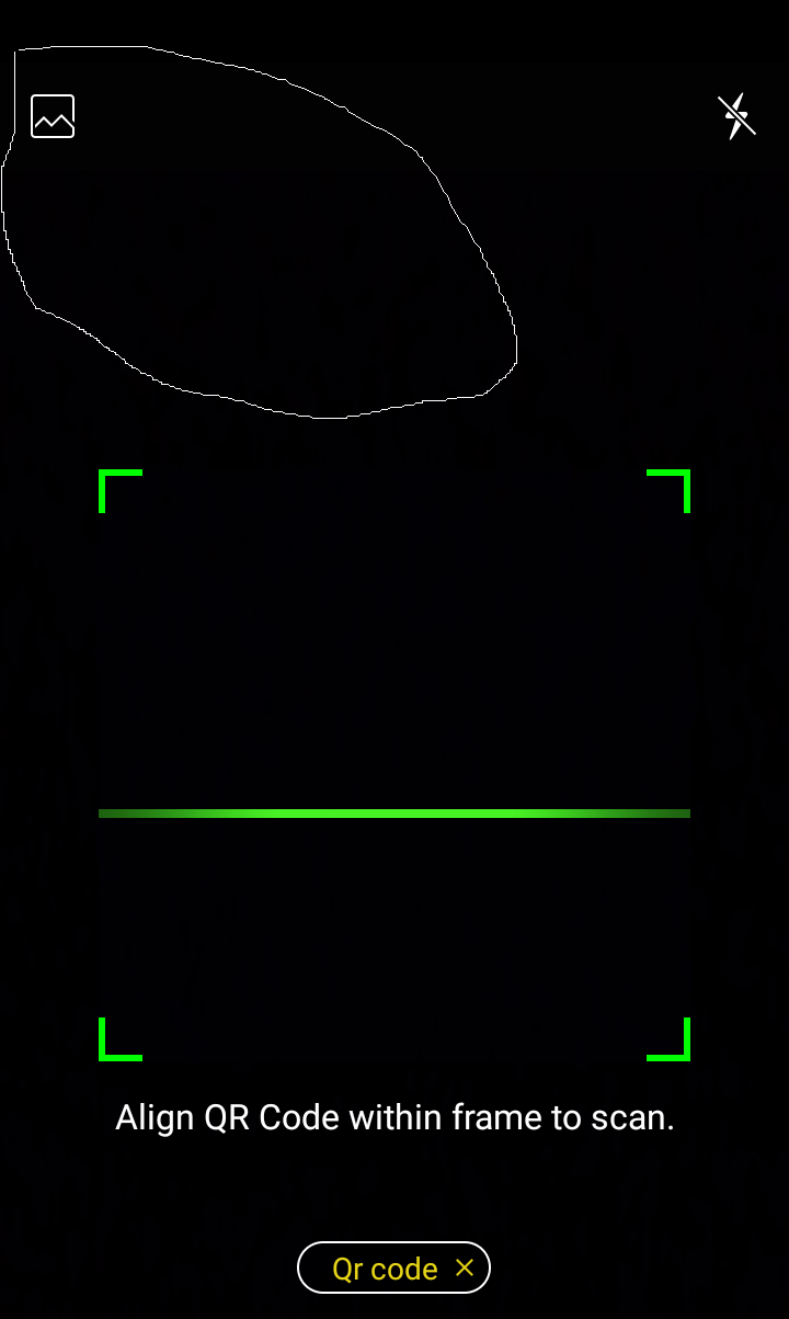 Android phone camera app QR code screen