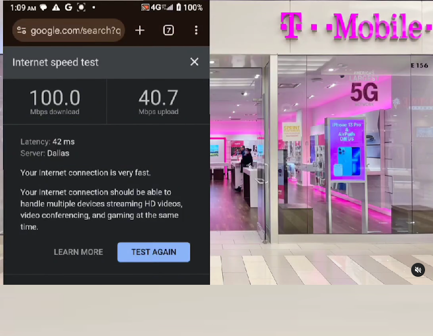Speed tests of T-Mobile home internet